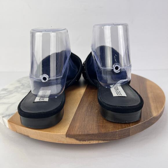 Steve Madden 9 Trace Studded Suede Black Leather Slip On Pointed Toe Trendy Mule - Picture 7 of 10